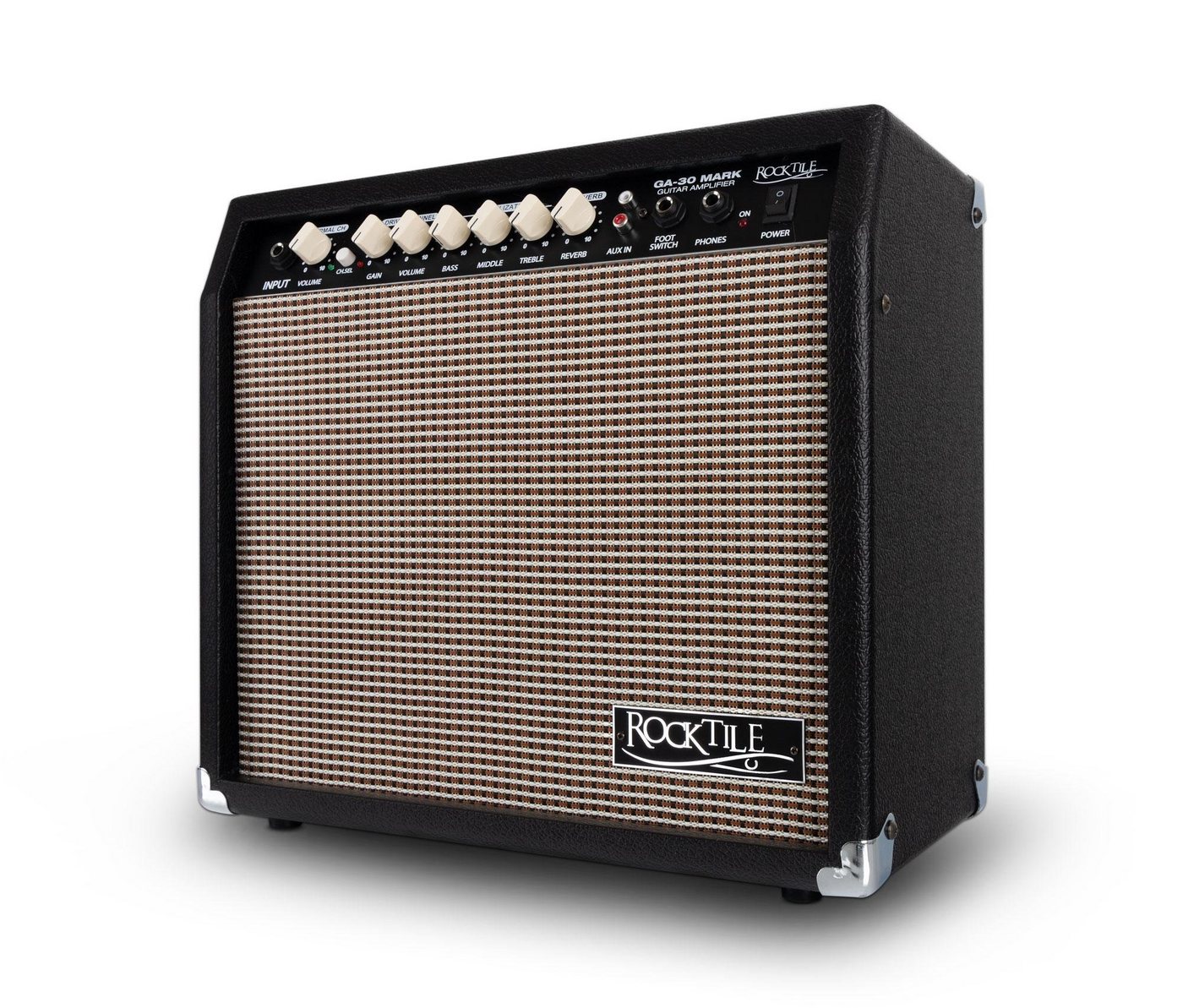 Rocktile GA-30 Mark Gitarrenverstärker Verstärker (Anzahl Kanäle: 2 (Normal/Drive), 50 W, Gitarrencombo - 2-Band-EQ pro Kanal - Mit Federhall-Effekt & Effektweg) von Rocktile