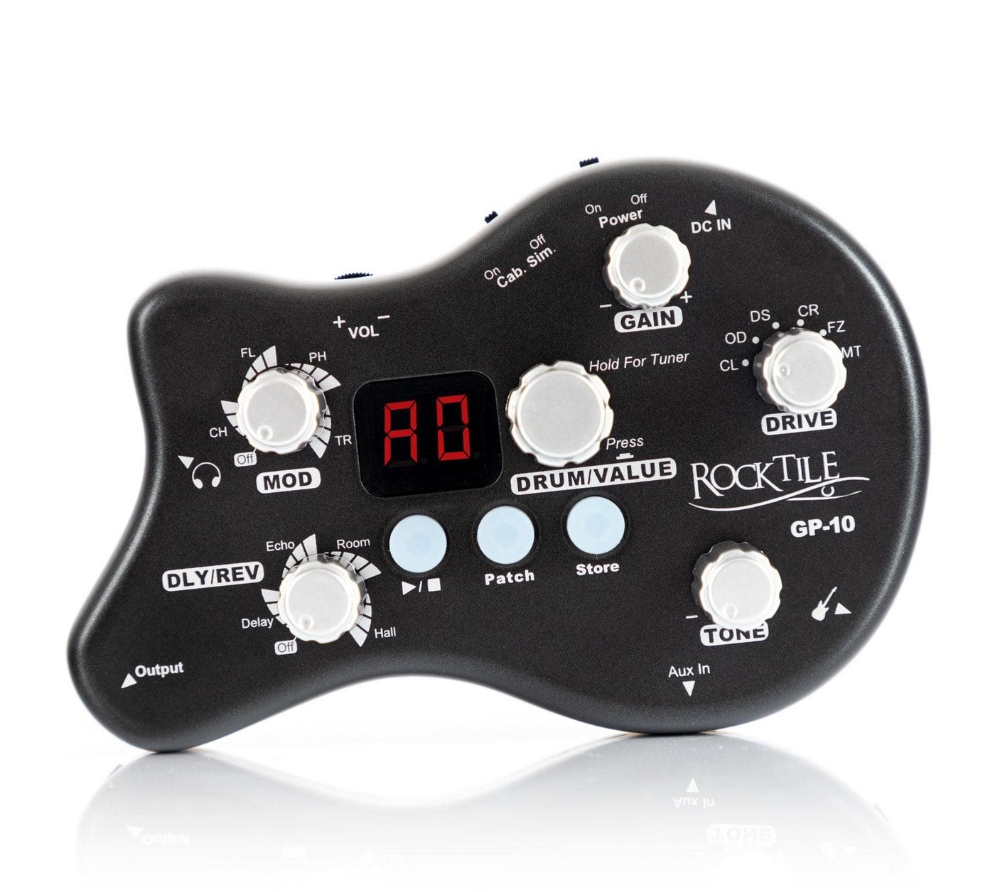 Rocktile GP-10 Gitarren Multieffekt Gerät - Headphone Amp Kopfhörerverstärker (8-Effekttypen und Drum-Loop Player mit 40 Rhythmen) von Rocktile