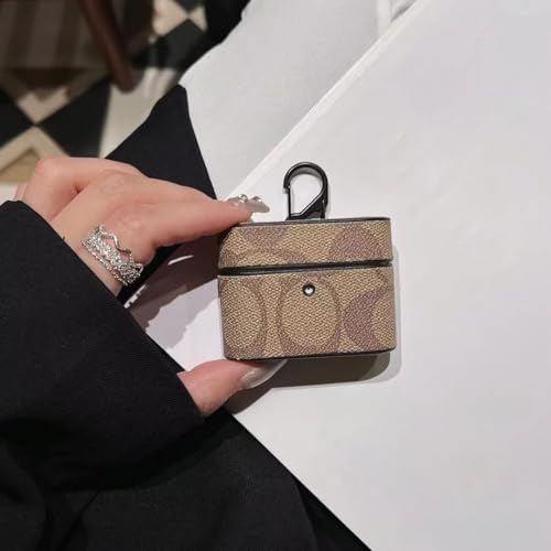 Luxuriöse Barrel-förmige Bluetooth-Kopfhörer-Schutzhülle mit Karabiner-Clip, harte Schutzhülle, Rundumschutz, 4 Farben (Beige, Hellbraun, Dunkelbraun, Schwarz) (Hellbraun, Airpods Pro/Pro) von Rocky Green