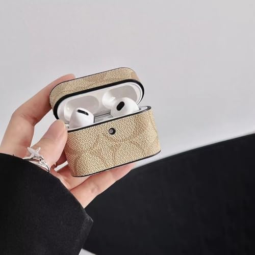 Luxuriöse tonnenförmige Bluetooth-Kopfhörer-Schutzhülle mit Karabiner-Clip, harte Schutzhülle, Ganzkörperschutz, 4 Farben (Beige, Hellbraun, Dunkelbraun, Schwarz) (Beige, Airpods 3) von Rocky Green