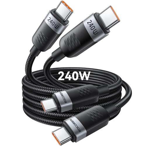 Rocoren USB C Kabel 240W, [2Pack 2m] PD Schnellladekabel USB C auf USB C, Nylon Geflochten USB C Kabel für Handy iPhone 16 15 Pro Max Samsung Galaxy S25 S24 S23 Ultra Pixel 7 iPad MacBook Pro Air von Rocoren