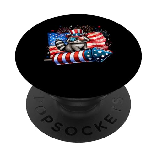 Raccoon Sunglasses On Firecracker 4th July US Flag Patriotic PopSockets Klebender PopGrip Raccoon Sunglasses On Firecracker 4th July US Flag Patriotic PopSockets Klebender PopGrip von Rodent 4th Of July Costume