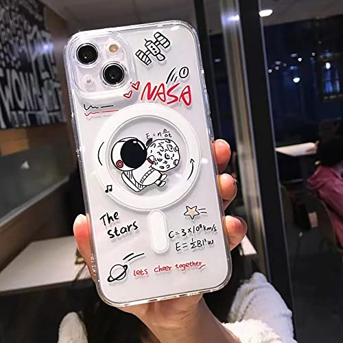 Roemary Astronauts Moon Schutzhülle für iPhone 15 Pro Max mit MagSafe-Design, magnetisch, kabelloses Laden, transparent, TPU, für iPhone 15 Pro Maxs 6,7 Zoll (Weltraum) von Roemary