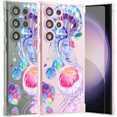 Roemary Jellyfish Schutzhülle für Galaxy S24 Ultra, für Samsung Galaxy S24 Ultra, mit Meeresquallen-Design, rosa Muster, mit Displayschutzfolie, weiche TPU-Schutzhülle für Galaxy S24 Ultra Roemary Jellyfish Schutzhülle für Galaxy S24 Ultra, für Samsung Galaxy S24 Ultra, mit Meeresquallen-Design, rosa Muster, mit Displayschutzfolie, weiche TPU-Schutzhülle für Galaxy S24 Ultra von Roemary