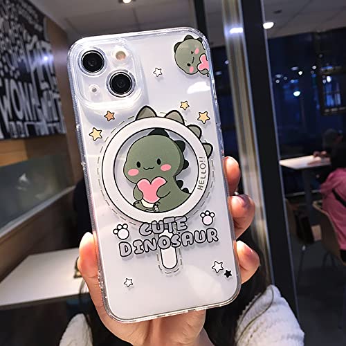 Roemary Lustige Dinosaurier-Schutzhülle für iPhone 16 Pro Max mit MagSafe-Design, magnetisch, kabelloses Laden, transparent, TPU, für iPhone 16 Pro Maxs 17,5 cm (6,9 Zoll), Grün von Roemary