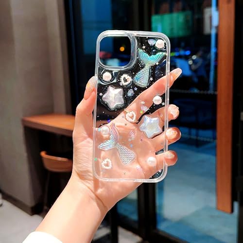 Roemary Meerjungfrauen-Schutzhülle für iPhone 13 Pro Max, für iPhone 13 Pro Max, Meerjungfrau, Glitzer-Design, TPU, stoßdämpfend, weiche Stoßfänger-Schutzhülle von Roemary