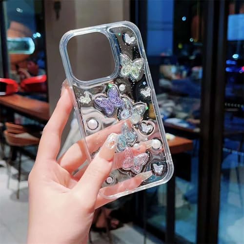Roemary Schmetterlings-Schutzhülle für iPhone 15, iPhone 15, 15,5 cm (6,1 Zoll), Regenbogen-Schmetterling, Glitzer-Diamant-Design, TPU [stoßdämpfend], weiche Bumper-Schutzhülle für iPhone 15, 15,5 cm von Roemary