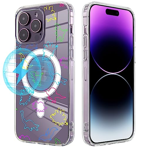 Roemary Schutzhülle für iPhone 15 Plus mit MagSafe-Design, magnetisch, kabelloses Laden, transparent, TPU, für iPhone 15 Plus, 17 cm (Dino) von Roemary