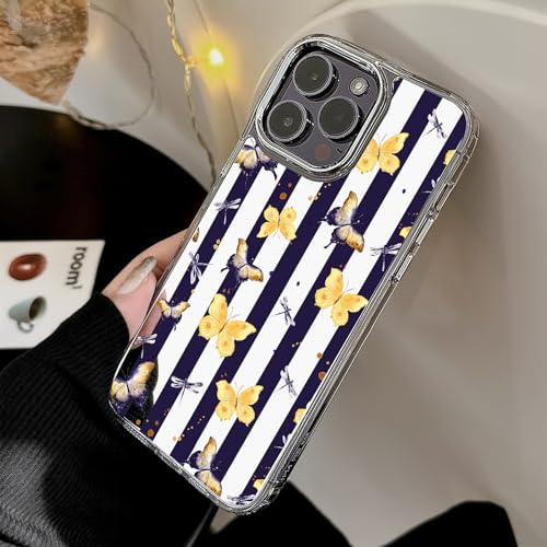 Roemary Schutzhülle für iPhone 16 (Blumenmuster) mit Schmetterlings-Motiv, Make-up-Spiegel für Mädchen und Damen, glänzende harte Rückseite und transparenter weicher TPU-Stoßfänger für iPhone 16 6.1 von Roemary