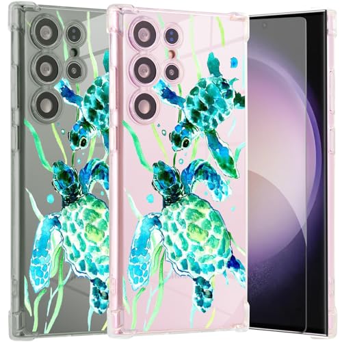 Roemary Sea Turtles Schutzhülle für Galaxy S24, mit grünen Schildkröten, Aquarellmuster mit Displayschutzfolie, weiche TPU-Schutzhülle für Galaxy S24 Roemary Sea Turtles Schutzhülle für Galaxy S24, mit grünen Schildkröten, Aquarellmuster mit Displayschutzfolie, weiche TPU-Schutzhülle für Galaxy S24 von Roemary