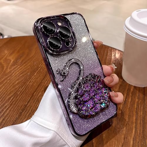 Roemary Swan Schutzhülle für iPhone 11, iPhone 11, flüssigkeitsfließend, lila Schwan, Handyhülle mit Kameraschutz, violetter Bumper und violetter Rückseite von Roemary