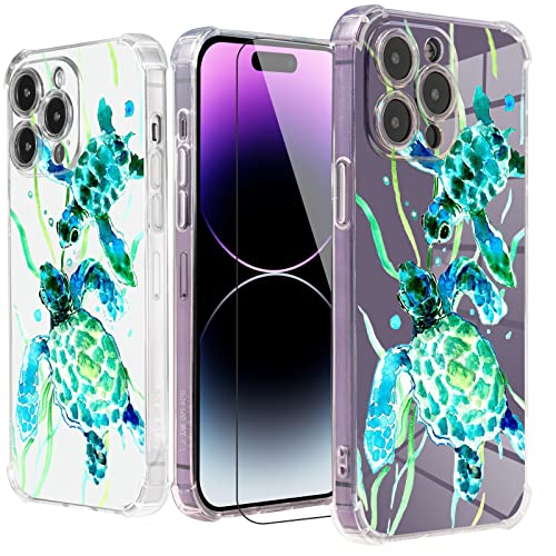 Roemary Turtles Schutzhülle für iPhone 13 Mini mit Meeresschildkröten-Design, Aquarellmuster mit Displayschutzfolie, Buffertech 2 m Fallwirkung, weiche TPU-Schutzhülle für iPhone 13 Mini, 13,7 cm (5,4 von Roemary