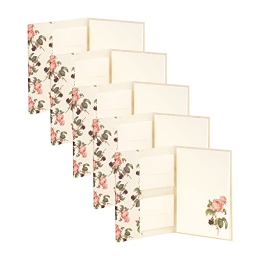 Rössler 1173524000-5 - Briefpapier Set „Rosenmuster“, 5 Briefpapiermappen mit je 10 Blätter mit 10 Briefumschläge, 185 x 250 mm von Rössler Papier
