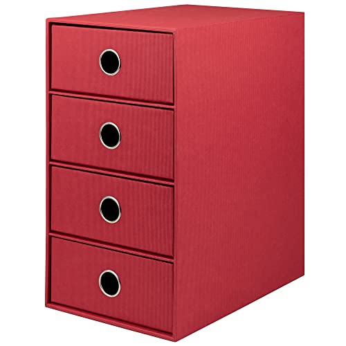 Rössler 1524452364 - S.O.H.O. 4er Schubladenbox für DIN A5, mit Griffloch, Rot, 250 x 175 x 320 mm, 1 Stück von Rössler Papier