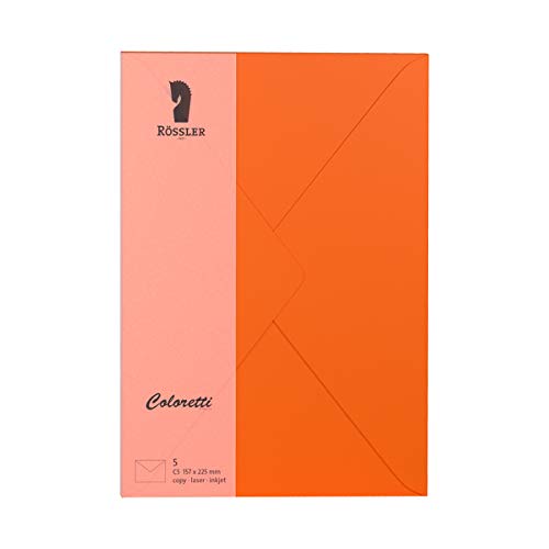 Rössler 220711521 - Coloretti Briefumschläge, 80 g/m², DIN C5, apfelsine, 5 Stück Rössler 220711521 - Coloretti Briefumschläge, 80 g/m², DIN C5, apfelsine, 5 Stück von Rössler