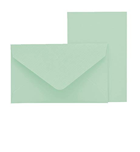 Rössler Paper Mini Briefumschläge und Karten | 5 Karten mit Umschlag | Bunte Briefumschläge | Kleine Briefumschläge mini | Briefumschläge bunt mini | 53 x 85 mm | 1 Stück | Farbe: Grün | Mint von Rössler Papier