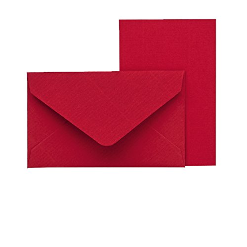 Rössler Paper Mini Briefumschläge und Karten | 5 Karten mit Umschlag | Bunte Briefumschläge | Kleine Briefumschläge mini | Briefumschläge bunt mini | 53 x 85 mm | 1 Stück | Farbe: Rot von Rössler Papier