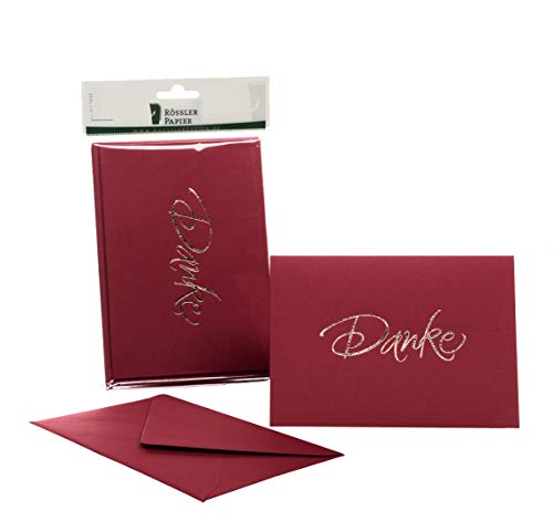 Rössler Papier 1181956072 - Kartenpack DIN B6 (120/240 x 169mm), Danke - rosso von Rössler Papier