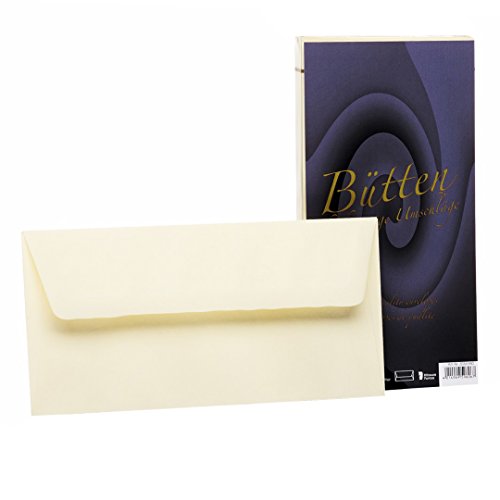 Rössler Papier 20261940 - Briefhüllen DIN lang, 25 Stück, Bütten, gefüttert, ivory von Rössler Papier