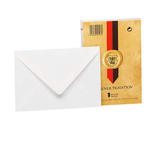 Rössler Papier 20310402 - Briefumschlagpack DIN C6, mit Seidenfutter, 25 Stück, Leinen, weiß von Rössler Papier
