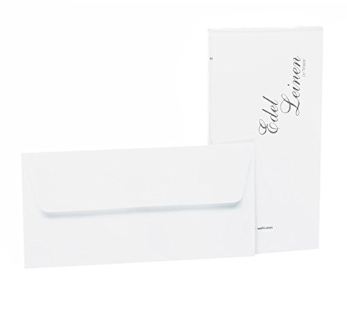 Rössler Papier 2032705002 - Edel Leinen - Briefumschlagpack DIN lang, mit Seidenfutter, 20 Stück, weiß von Rössler Papier
