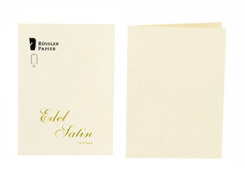 Rössler Papier 2160838004 - Edel Satin - Kartenpack, A6hd, 20 Stück, glatt/ivory von Rössler Papier