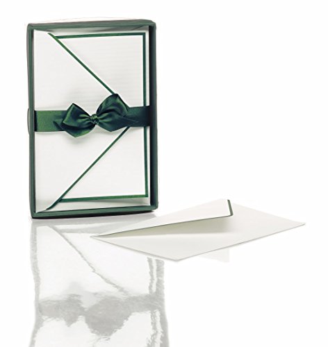 Rössler handgerändertes Kartenset| Karten mit Umschlag | Manufaktur-Produkt | 10 Blanko Karten zum Selbstgestalten | 10 passende Briefumschläge | 85x128mm | 1 Stück | Farbe: Grün von Rössler Papier