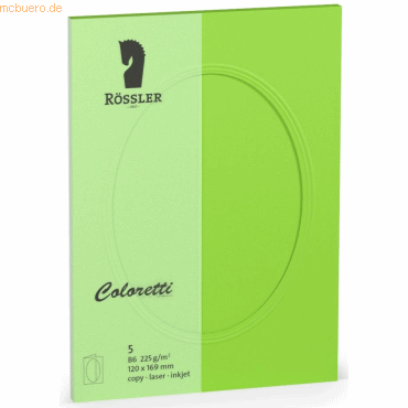 10 x Rössler Passepartoutkarte Coloretti B6 oval VE=5 Stück hellgrün 10 x Rössler Passepartoutkarte Coloretti B6 oval VE=5 Stück hellgrün von Rössler