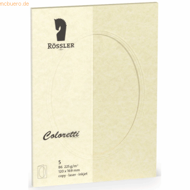 10 x Rössler Passpartoutkarte Coloretti B5 oval VE=5 Stück Parchment s von Rössler
