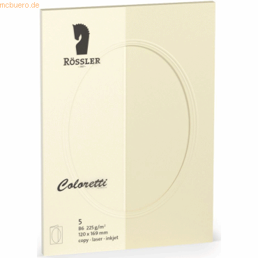 10 x Rössler Passpartoutkarte Coloretti B5 oval VE=5 Stück creme von Rössler