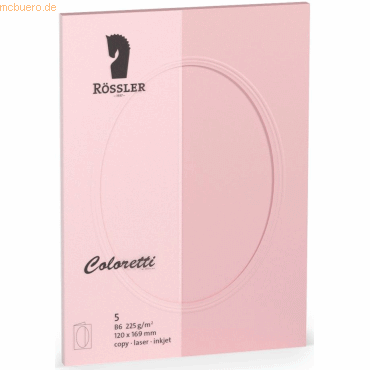 10 x Rössler Passpartoutkarte Coloretti B5 oval VE=5 Stück rosa von Rössler