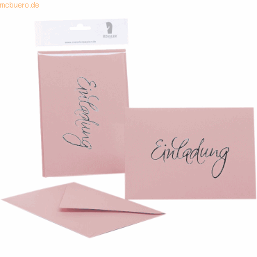 6 x Rössler Einladung B6 hoch doppelt 5/5 rose gerippt mit Prägung sil 6 x Rössler Einladung B6 hoch doppelt 5/5 rose gerippt mit Prägung sil von Rössler