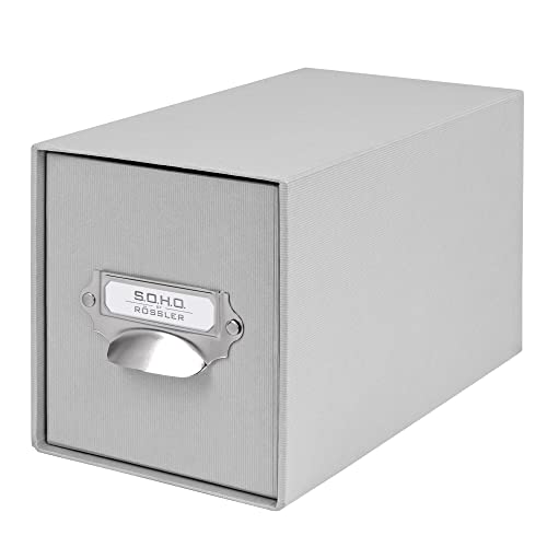Rössler 1327452170 - S.O.H.O. Aufbewahrungs CD-Schubladenbox, mit beschriftbarem Einsteckschild und Griff, Stone, 1 Stück von Rössler