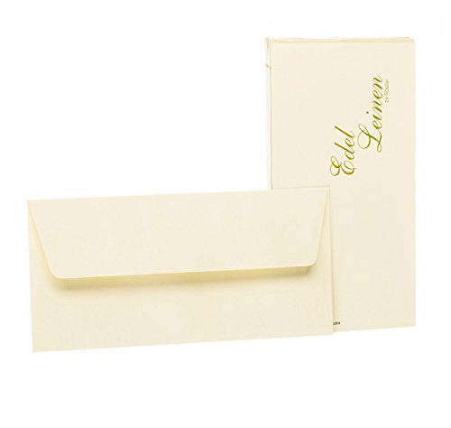 Rössler 2032705802 - Edel Leinen - Briefumschlagpack DIN lang mit Seidenfutter, 20 Stück, ivory von Rössler