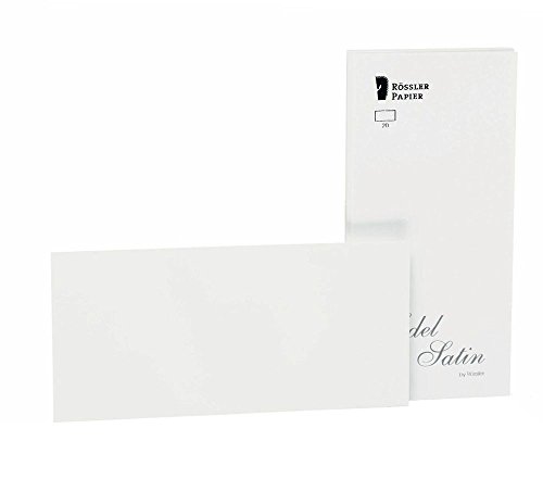 Rössler 2051838001 - Edel Satin - Kartenpack DIN lang, 20 Stück, glatt/weiß von Rössler