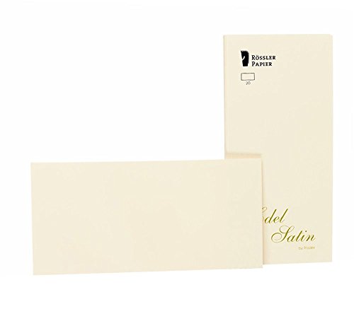 Rössler 2051838004 - Edel Satin - Kartenpack DIN lang, 20 Stück, glatt/ivory von Rössler