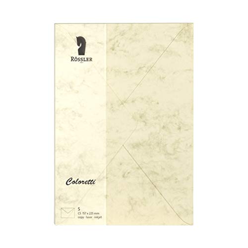 Rössler 220711506 - Coloretti Briefumschläge, 80 g/m², DIN C5, chamois marmora, 5 Stück Rössler 220711506 - Coloretti Briefumschläge, 80 g/m², DIN C5, chamois marmora, 5 Stück von Rössler