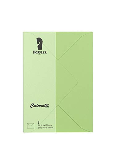 Rössler 220720537 - Coloretti Briefumschläge, 80 g/m², DIN B6, peppermint, 5 Stück von Rössler