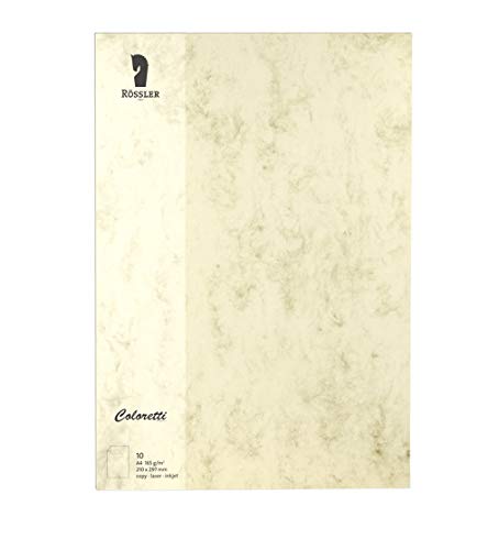 Rössler 220726506 - Coloretti Briefpapier, 165g/m², DIN A4, chamois marmora, 10 Blatt von Rössler