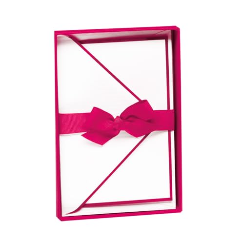 Rössler Box mit 10/10 Karten und Umschlägen, 85 x 128 cm, weiß mit rosa Rand von Rössler