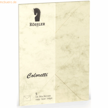 Rössler Briefumschläge Coloretti VE=5 Stück C6 Chamois Marmora Rössler Briefumschläge Coloretti VE=5 Stück C6 Chamois Marmora von Rössler