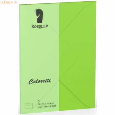 Rössler Briefumschläge Coloretti VE=5 Stück C6 hellgrün Rössler Briefumschläge Coloretti VE=5 Stück C6 hellgrün von Rössler