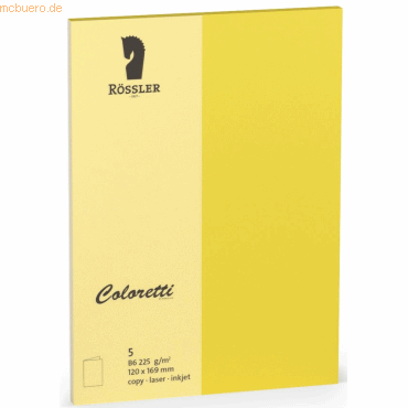 Rössler Doppelkarte Coloretti B6 hoch VE=5 Stück goldgelb Rössler Doppelkarte Coloretti B6 hoch VE=5 Stück goldgelb von Rössler