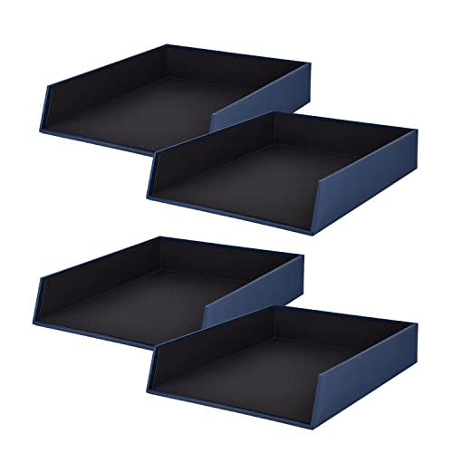 Rössler Papier 1335452900-4 - S.O.H.O Ablagekorb für DIN A4, Navy, 4 Stück, Ablagefächer stapelbar, Briefablage 26 x 6 x 32 cm von Rössler