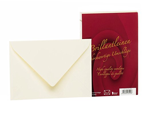 Rössler Papier 20211834 - Brillantleinen - Briefhüllen gefüttert, DIN C6, 25 Stück, ivory von Rössler