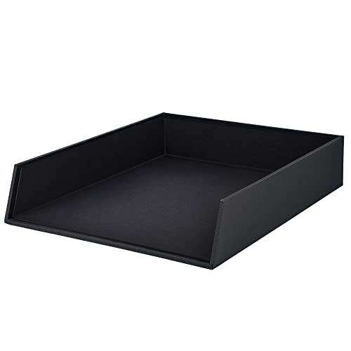 Rössler SOHO Briefablage A4 | Dokumentenablage A4 | Schreibtisch Organizer aus Papier | Ablagefächer stapelbar | Büro Organizer Schreibtisch Zubehör | 32 x 26 x 6 cm | 1 Stück | Farbe: Schwarz von Rössler