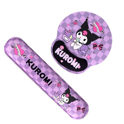 Roffatide Anime Kuromi Tastatur Handgelenkauflage Mauspad Handgelenk Unterstützung Ergonomisches Memory Foam Set für Büro Laptop Mac Langlebig Komfortabel Handgelenk Schmerzlinderung (2 Pack) von Roffatide