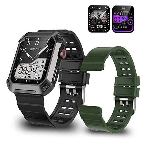 Rogbid S2 Smartwatch für Männer, 50m wasserdicht, militärische Zinklegierung integriertes Gehäuse, 450mAh Akku, 114 Sportmodi, 1,83-Zoll-Touchscreen (Schwarz) von Rogbid