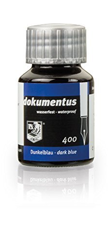 Rohrer & Klingner Dokumententinte 50ml Glasflakon, Dokumentenecht, Wasserfest, Lichtecht, Radierfest, pH-neutral, Schwarz, Hellblau, Braun, Grün von Rohrer & Klingner