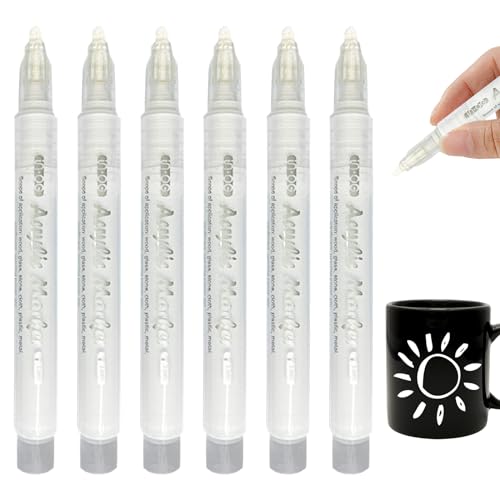 Textilstifte Weiß 6 Stück Reifenstift Weiß 2-3 mm Wasserfest Permanent Marker Weiß Textilmarker Weiß Geeignet zum Malen Auf Pappe Keramikbechern Glas Holz Stein und Gummi Textilstifte Weiß 6 Stück Reifenstift Weiß 2-3 mm Wasserfest Permanent Marker Weiß Textilmarker Weiß Geeignet zum Malen Auf Pappe Keramikbechern Glas Holz Stein und Gummi von Roinaid